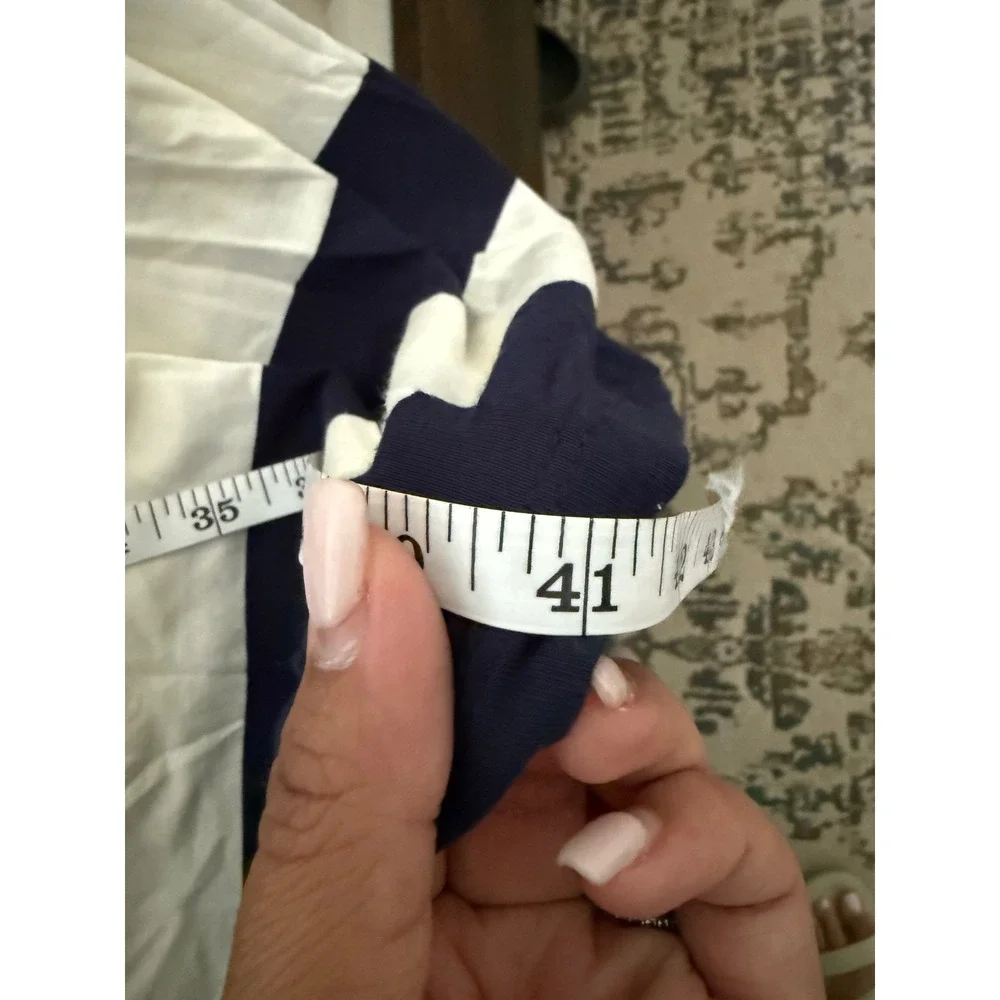Lauren Ralph Lauren Navy White Stripe Fold Over Maxi Skirt Womens Medium